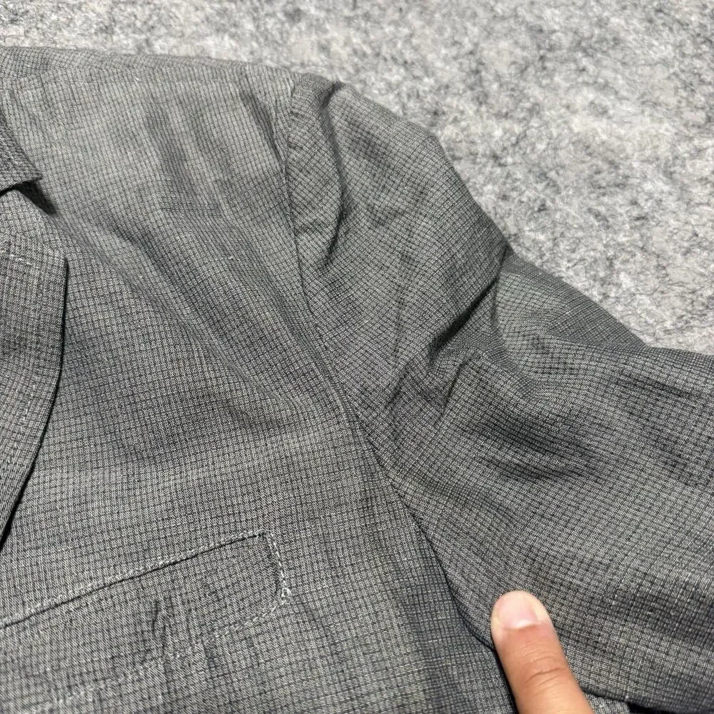 Rag & Bone Men 42R Gray Micro Check Cotton Linen Blazer Sport Coat Jacket